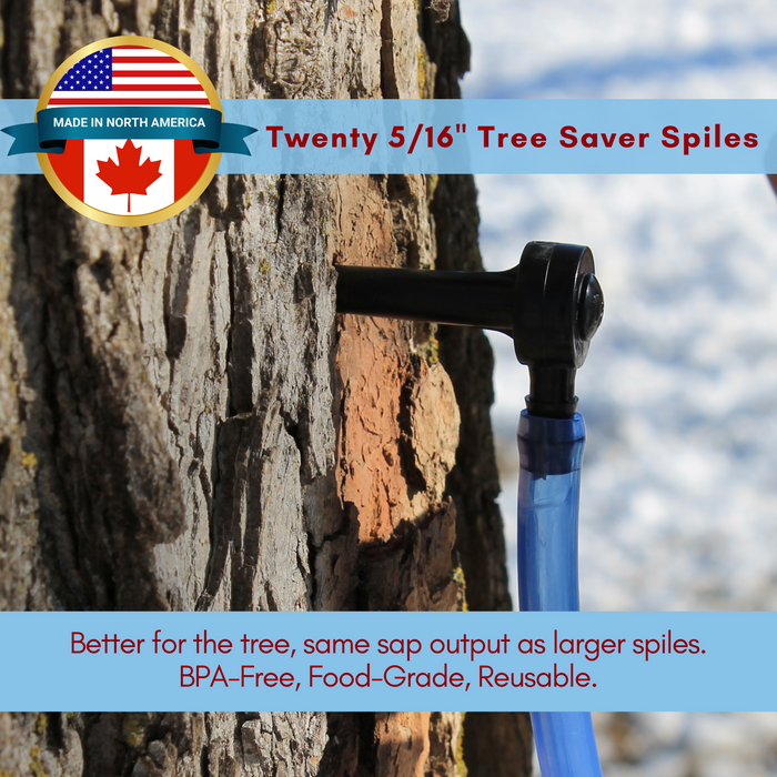 Deluxe Maple Syrup Tree Tapping Kit + Book | 20 Tree Saver Taps & Tubes, Filters, Tapping Guidebook, Drill Bit