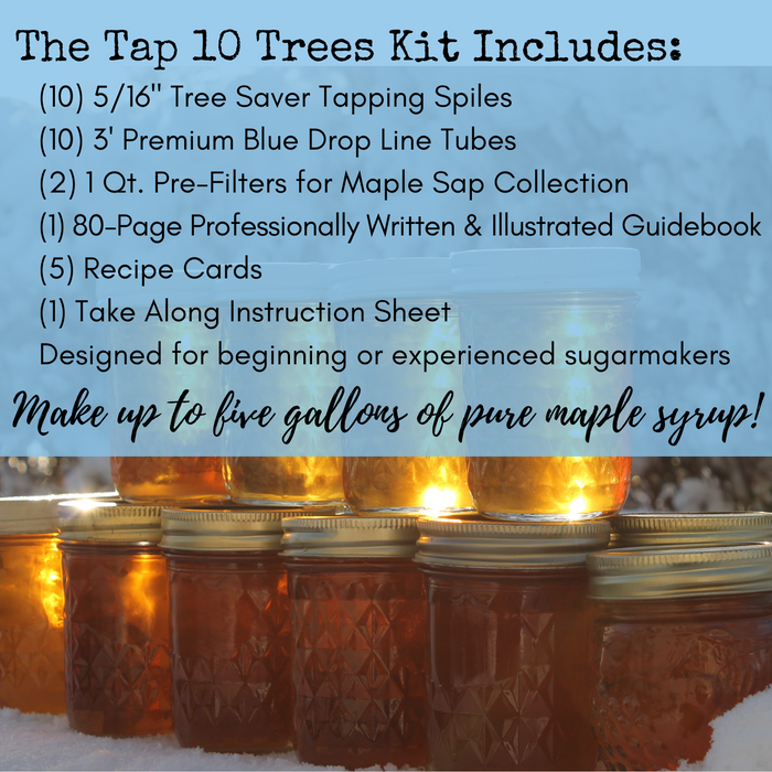 Maple Syrup Tree Tapping Kit | 10 Spiles, 10 Three-Foot Tubes, 1 One-Quart Filter | BPA-Free, Reusable